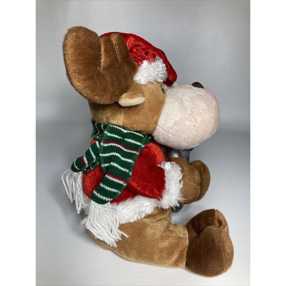 Kids Of America Holiday Cheer Animated Singing Santa Reindeer w/ Flashing Wheel - Picture 5 of 8